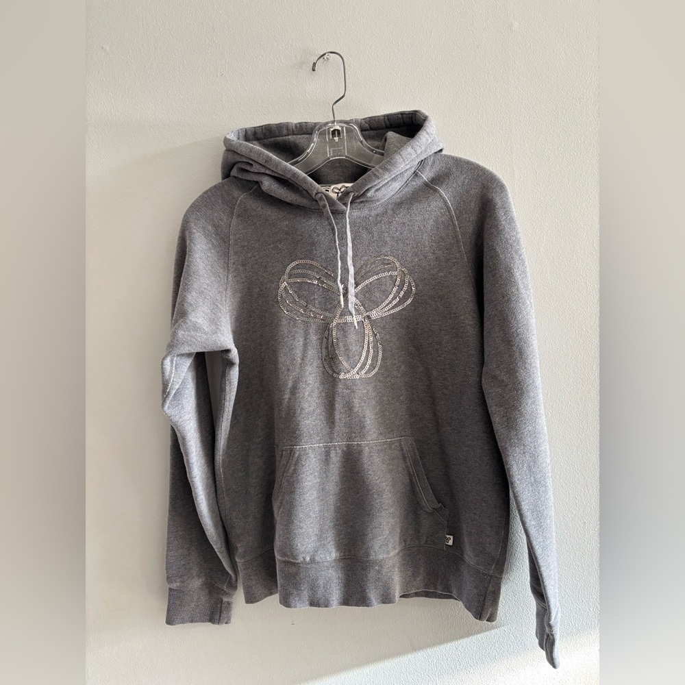 TNA Aritzia Vintage Gray Hoodie Sequin Logo Y2K Size Medium Cotton Blend